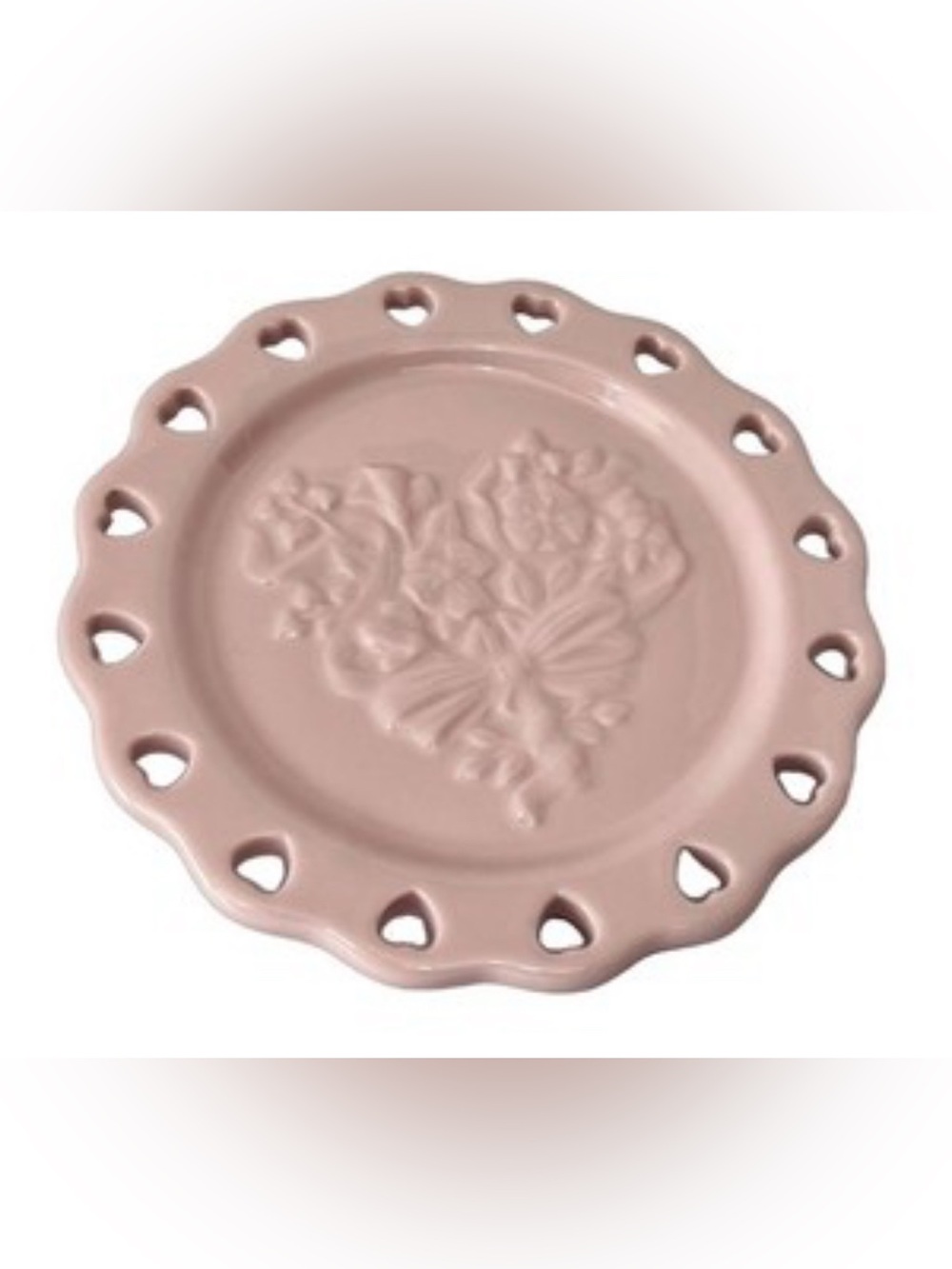NIB Longaberger Sweetest Heart Candle Plate, Pink